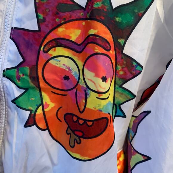 Members Only Size XL Rick & Morty All Over Print Hooded Jacket Windbreaker A38 - Picture 7 of 10